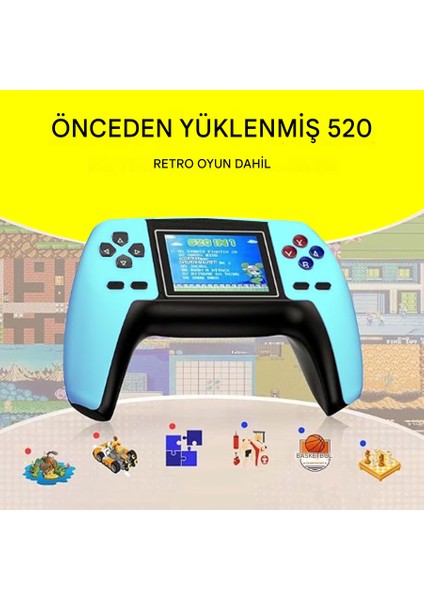P5 Controller Av Bağlantı 520 Retro Oyunlu Arcade El Konsolu Atari 2 Kişilik