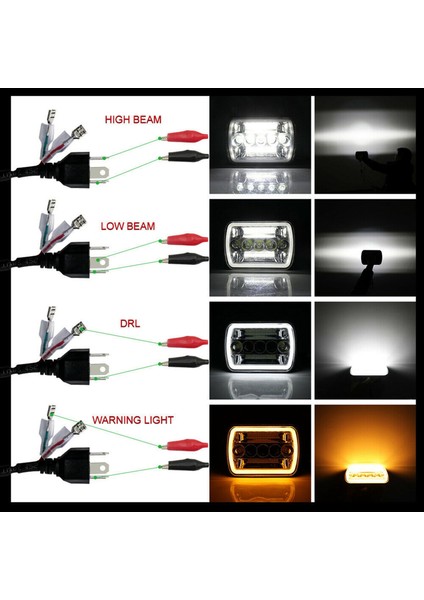 Xj Wrangler Yj Için 2x 5x7 Inç 7x6 Inç LED Far Hi-Lo Işın Halo Drl (Yurt Dışından) fiyatları