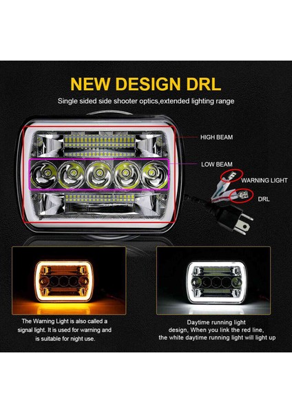 Xj Wrangler Yj Için 2x 5x7 Inç 7x6 Inç LED Far Hi-Lo Işın Halo Drl (Yurt Dışından) modelleri