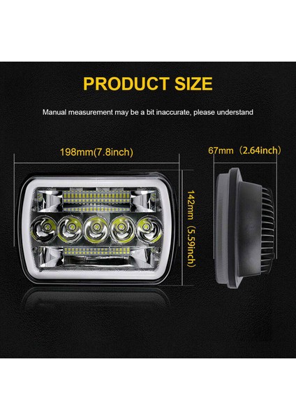 Xj Wrangler Yj Için 2x 5x7 Inç 7x6 Inç LED Far Hi-Lo Işın Halo Drl (Yurt Dışından) fırsatları
