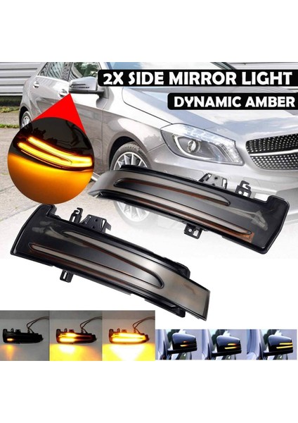 2x Araç Dikiz Aynası LED Dinamik Dönüş Sinyali Işık Göstergesi Flaşör - Sce Gla W176 W246 (Yurt Dışından)