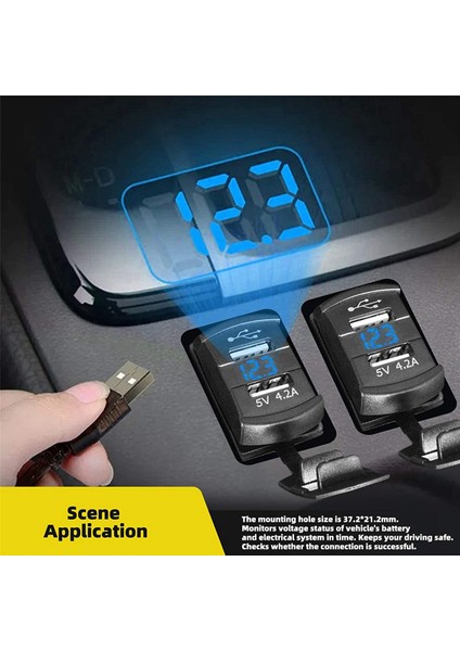 Hızlı Şarj Elektronik Cihazlar Için 2x Çift USB Rocker Anahtarı LED Dijital Voltmetre, Tüm 12V-24V Arabalar Için Evrensel (Yurt Dışından)