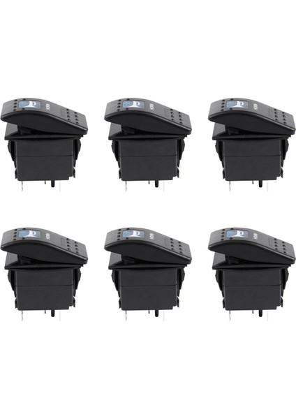 6x Mavi Işık Korna Desenli LED 12V/20A 24V/10A 5-Pin Rocker Geçiş Anahtarı Araba Tekne (Yurt Dışından)