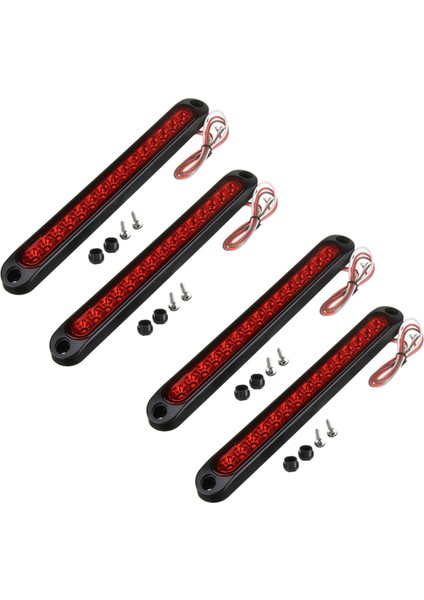 4 Adet 10 Inç 15 LED Römork Kamyon Rv Durdurma Kuyruk Arka Fren Dönüş Işık Çubuğu Durdurma Arka Yan Işaret Işıkları Su Geçirmez (Kırmızı) (Yurt Dışından)