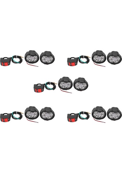 10 Adet 6 Ledmotorcycle Işık Far Düzeneği 10W 1000LM+ANAHTARI Evrensel Scooter Sis Spot Işığı 6000K Beyaz (Yurt Dışından)