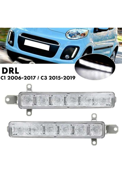 4x Araba L + R LED Drl Sis Lambası C1 06-17 C3 15-19 Otomatik Sürüş Lambası Gündüz Çalışan Işık Tampon Lambası (Yurt Dışından)