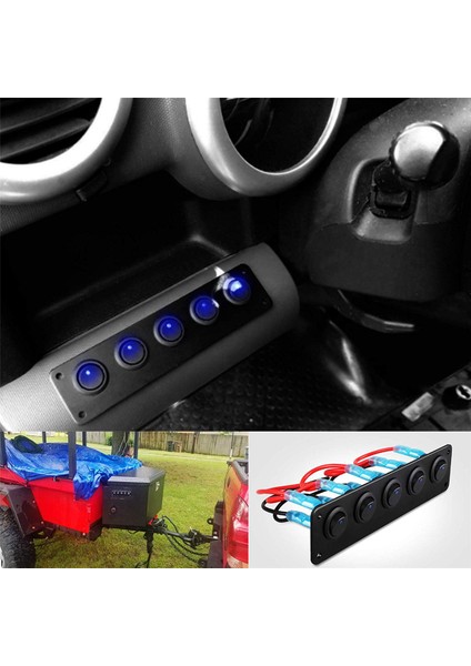 2x Basmalı Anahtar Paneli, 12V 24V Araba Araç Römork Kamyon Suv Deniz Tekne Için 5 Açma-Kapama Ön Kablolu Geçiş Anahtarı ile (Yurt Dışından)