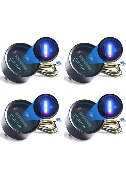 4x 24V 2 Inç 52MM Evrensel Araba Motosiklet Yakıt Seviyesi Ölçer Göstergesi LED Işık Ekran Yakıt Deposu Göstergesi Tekne Kamyon Rv (Yurt Dışından)