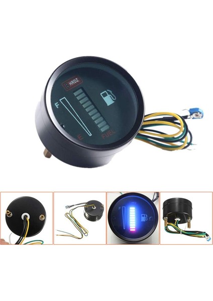 4x 24V 2 Inç 52MM Evrensel Araba Motosiklet Yakıt Seviyesi Ölçer Göstergesi LED Işık Ekran Yakıt Deposu Göstergesi Tekne Kamyon Rv (Yurt Dışından)