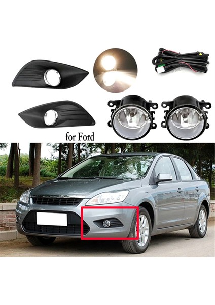 Sis Farları Focus Mk2 2009-2011 Halojen Far Sis Lambası Kapağı Izgarası Krom Çerçeve Kablo Demeti Kiti Aksesuarları (Yurt Dışından)