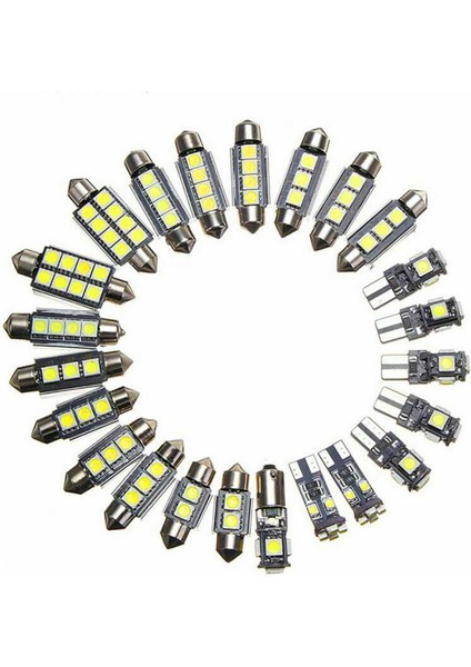 23 Adet LED Araç Iç Işık Kubbe Gövde Harita Plaka Lambası Ampul Kiti (Yurt Dışından)
