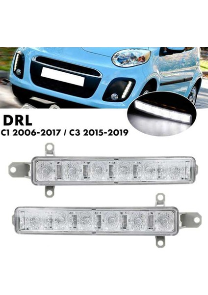 Araba L + R LED Drl Sis Lambası C1 06-17 C3 15-19 Otomatik Sürüş Lambası Gündüz Çalışan Işık Tampon Lambası (Yurt Dışından)