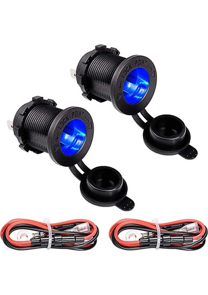 Mavi LED Göstergeli 2 Paket Şarj Aleti Çakmak, Araç Çakmak Şarj Soketi 0,6 M Bağlantı Kablosu Araba Deniz Motosikleti (Yurt Dışından)