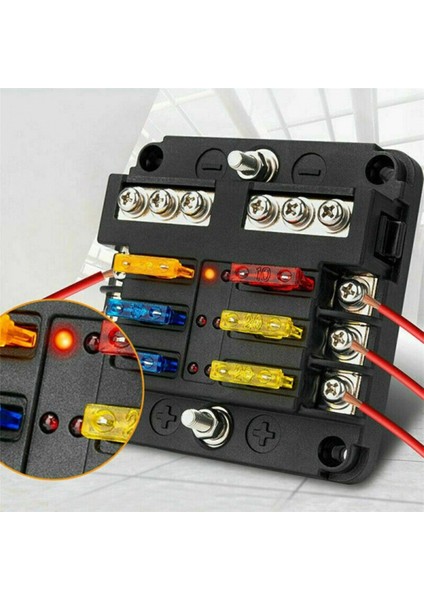5x 6 Yollu Su Geçirmez Sigorta Bloğu, LED Göstergeli, Dc 12/24V Için Negatif Deniz Sigorta Kutusuna Sahip 12 Devre (Yurt Dışından)