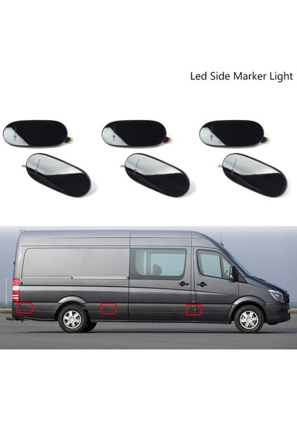 Merdes-Benz W906 06-18 ile Uyumlu 6x LED Yan Işaret Dönüş Sinyali Işıkları (Yurt Dışından)