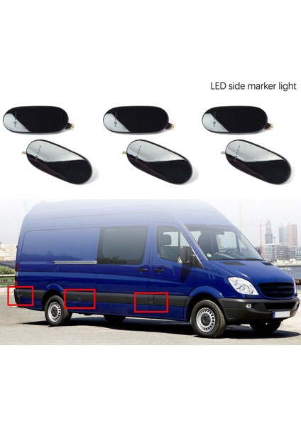 Merdes-Benz W906 06-18 ile Uyumlu 6x LED Yan Işaret Dönüş Sinyali Işıkları (Yurt Dışından)