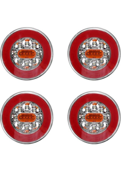 4x Yuvarlak LED 4 In 1 Kamyon Kuyruk Lambası 12-24 V Dinamik Kuyruk Dönüş Sinyali Ters Arka Fren Stop Lambası Römork Kamyon Rv (Yurt Dışından)