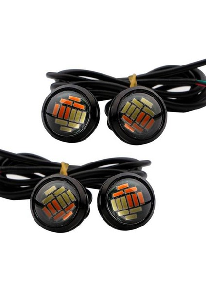 16 Adet Araba 12V 23MM Çift Renkli Switchback 4014 12 LED Drl Kartal Göz Gündüz Işığı (Yurt Dışından)