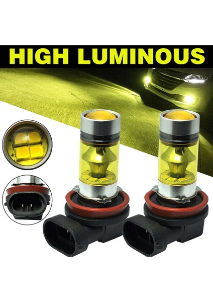 2 x Yüksek Güçlü LED Işıklar 100W H11 Sarı Sis Farı 20LED Far (Yurt Dışından)