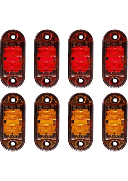 Amber Kırmızı 2.5 Inç Oval LED Römork Kamyon Gümrükleme Işığı Yan Işaret Işığı 8 Adet, Su Geçirmez Işaretleyici Gösterge Işığı (Yurt Dışından)