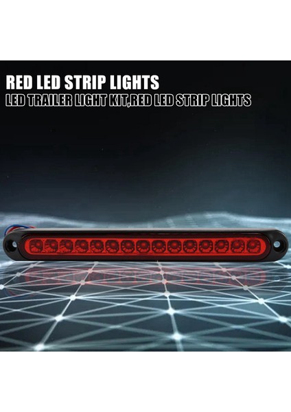 Adet 10 Inç 15 LED Römork Kamyon Rv Durdurma Kuyruk Arka Fren Dönüş Işık Çubuğu Durdurma Arka Yan Işaret Işıkları Su Geçirmez (Kırmızı) (Yurt Dışından)