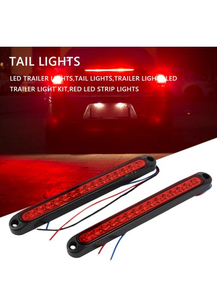 Adet 10 Inç 15 LED Römork Kamyon Rv Durdurma Kuyruk Arka Fren Dönüş Işık Çubuğu Durdurma Arka Yan Işaret Işıkları Su Geçirmez (Kırmızı) (Yurt Dışından)