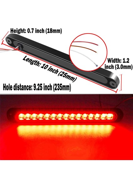 4 Adet 10 Inç 15 LED Römork Işık LED Dur Dönüş Kuyruk Işık Ağır Hizmet Tekneleri Kamyonlar Için Üçüncü Fren Çubuğu Şerit Kırmızı (Yurt Dışından) fırsatları