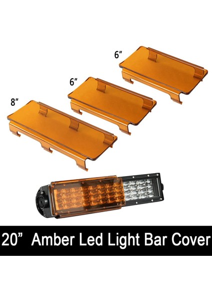2 Adet 20 Inç Amber Geçmeli Lens Kapağı 6 Inç + 8 Inç Offroad LED Işık Çubuğu Atv Suv (Yurt Dışından)