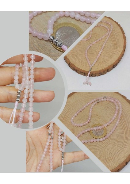 Pembe Kuvars Taşı 99LUK Tesbih 4mm (8912)