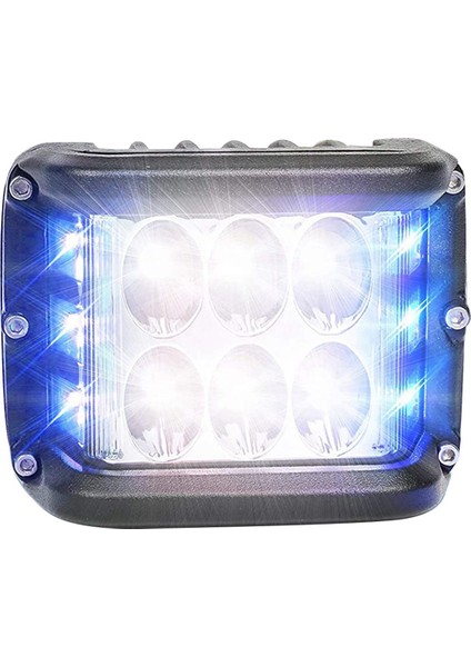 2x 4 Inç Çift Taraflı Kapalı Yol Çakarlı Lamba Çubuğu LED Çalışma Lambaları Sis Lambası Kamyon Römork Tekne Suv Rv Mavi + Beyaz (Yurt Dışından)