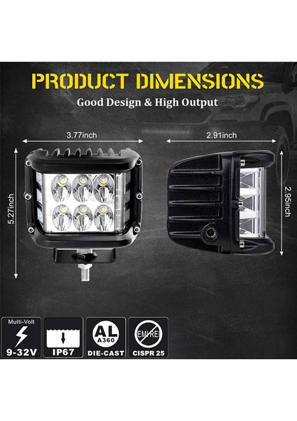 2x 4 Inç Çift Taraflı Kapalı Yol Çakarlı Lamba Çubuğu LED Çalışma Lambaları Sis Lambası Kamyon Römork Tekne Suv Rv Mavi + Beyaz (Yurt Dışından)
