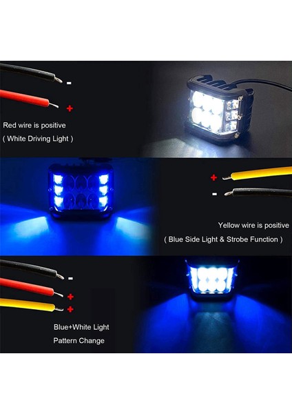 2x 4 Inç Çift Taraflı Kapalı Yol Çakarlı Lamba Çubuğu LED Çalışma Lambaları Sis Lambası Kamyon Römork Tekne Suv Rv Mavi + Beyaz (Yurt Dışından)