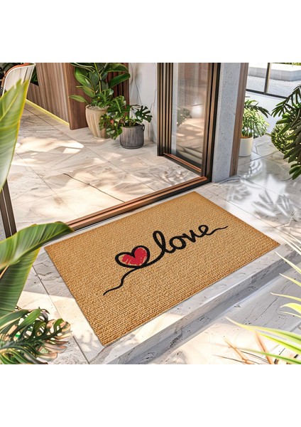 Kapı Önü Halı Paspas Renkli Love Desenli 40 x 60 cm