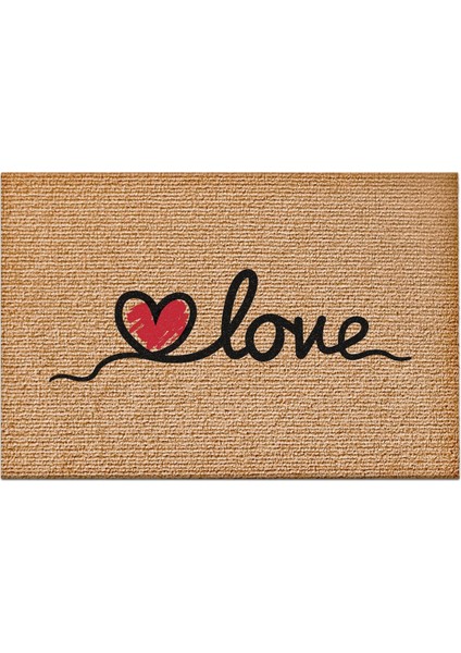 Kapı Önü Halı Paspas Renkli Love Desenli 40 x 60 cm