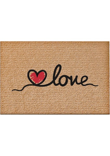 Kapı Önü Halı Paspas Renkli Love Desenli 40 x 60 cm