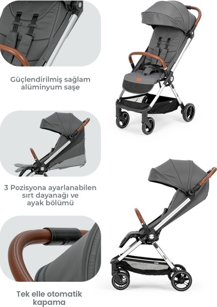 Fox Kabin Boy Bebek Arabası Gri
