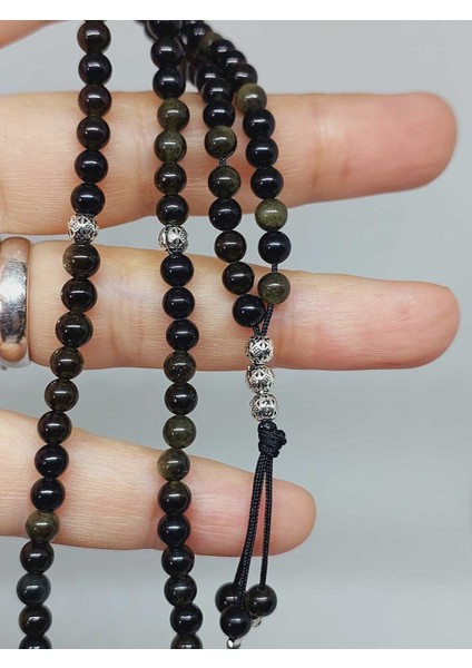 Golden & Siyah Obsidyen Taşı 99LUK Tesbih 4mm (24290) fiyatları