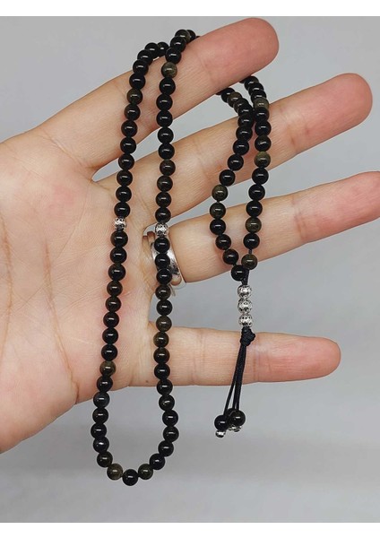 Golden & Siyah Obsidyen Taşı 99LUK Tesbih 4mm (24290) indirimleri