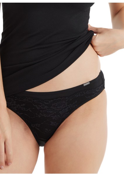 Kadın Dantelli Külot Comfort Classics 1345 - Siyah