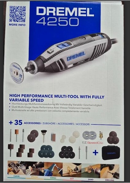 Dremel 4250 Çok Amaçlı El Motoru, 175 W, 35 Aksesuarlı