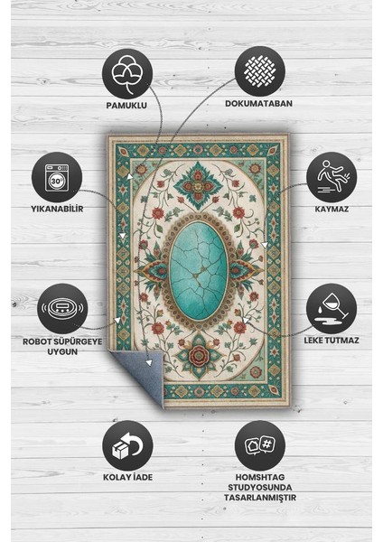 Turkuaz Taşı Halısı Yeşil Turkuaz Renkli Aura Taşı Enerji Spiritüel Temalı Modern Halı fırsatları