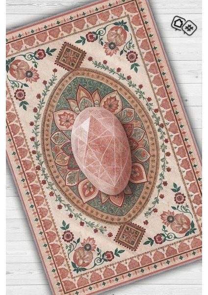 Pembe Kuvars Taşı Halısı Pembe Renkli Aura Taşı Enerji Spiritüel Temalı Modern Halı fiyatları