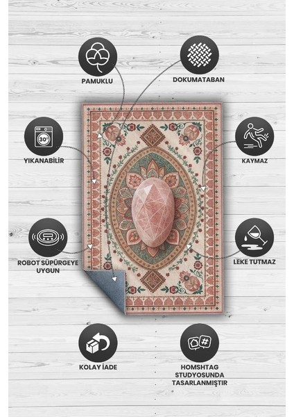 Pembe Kuvars Taşı Halısı Pembe Renkli Aura Taşı Enerji Spiritüel Temalı Modern Halı fırsatları