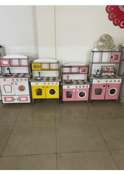 Dekoratif Doğal Ahşap Eğitici Kız Çocuk Mutfak Seti Pembe-Beyaz 91x59 fırsatları