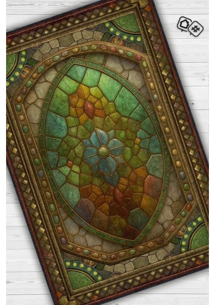 Ammolite Taşı Halısı Yeşil Renk Enerji Taşı Figürlü Halı Spiritüel Temalı Modern Halı fiyatları