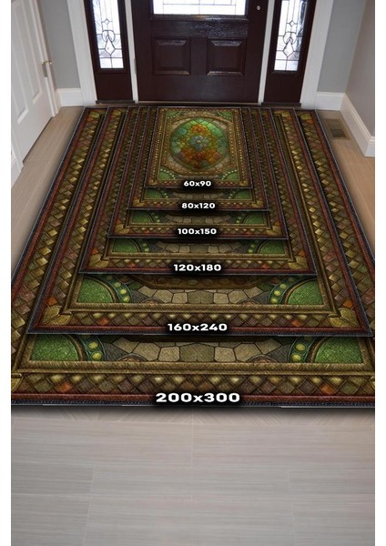 Ammolite Taşı Halısı Yeşil Renk Enerji Taşı Figürlü Halı Spiritüel Temalı Modern Halı indirimleri