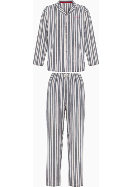 Navy Çizgili Çok Renkli Pijama Takımı