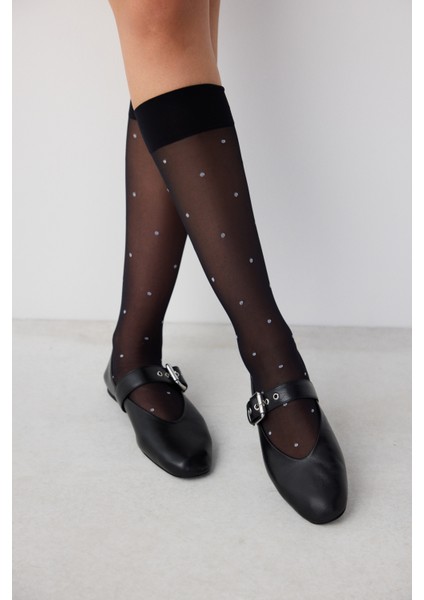 Dotty Siyah Pantolon Çorabı