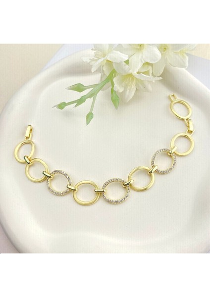 Halka Bileklik Kuyumcu Model Kadın Bileklik Vip Seri 14 Ayar Gold 17+3cm
