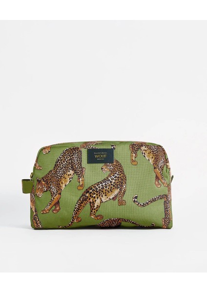 Olive Leopard Large Toiletry Bag - Makyaj Çantası